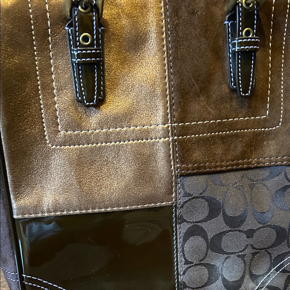 Coach Multicolor Patchwork Tote With Purple Insid… - image 7